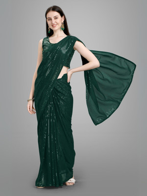 Divastri Embellished Bollywood Georgette Saree(Green)