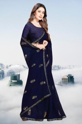 mahalaxmi fab Paisley, Geometric Print Bollywood Georgette, Chiffon Saree(Dark Blue)