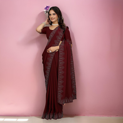 MANISHA Digital Print Bollywood Georgette Saree(Maroon)