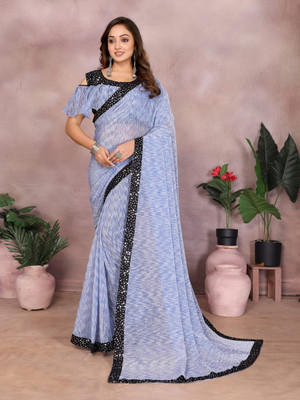 miracletex Printed Bollywood Lycra Blend Saree(Blue)