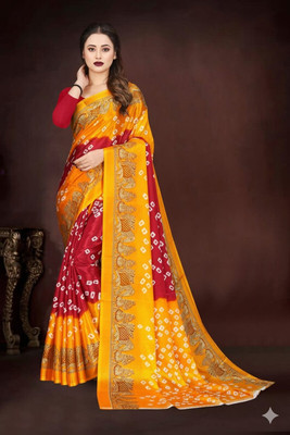 jihana fab Printed Banarasi Chiffon Saree(Multicolor)