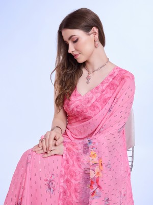 Tasrika Floral Print Bollywood Georgette Saree(Pink)