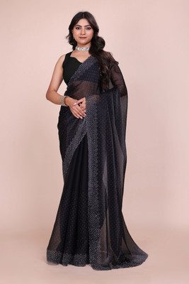 JS Clothing Mart Embellished Bollywood Jimmy choo Saree(Black)