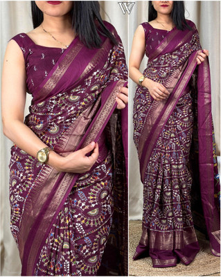 SAKHA DESIGNER Printed Bollywood Art Silk Saree(Purple)