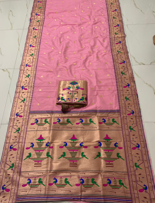 Tasrika Self Design Kanjivaram Silk Blend Saree(Pink)