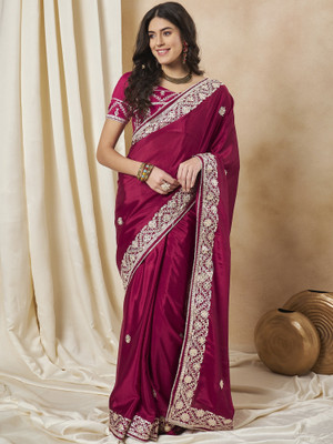 Sareemall Embellished Bollywood Chiffon Saree(Maroon)