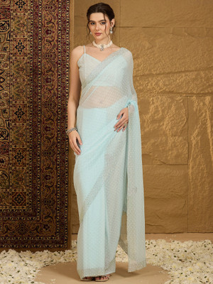 Sareemall Embellished Bollywood Chiffon Saree(Light Blue)