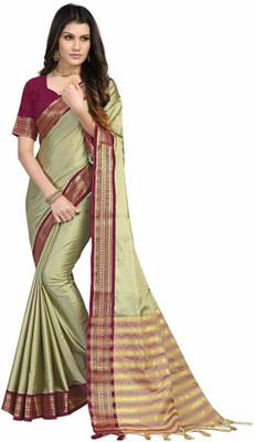 LASFIRA FASHION Solid/Plain Bollywood Dupion Silk Saree(Cream)