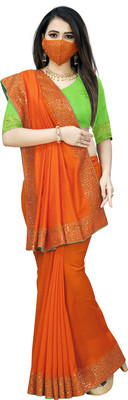 pUNYATHA CREATION Self Design Chanderi Art Silk Saree(Orange)