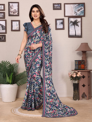 Moda Rapido Printed Bollywood Georgette Saree(Multicolor)