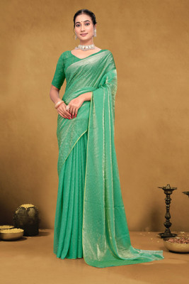 A To Z Cart Solid/Plain Bollywood Satin Saree(Blue)
