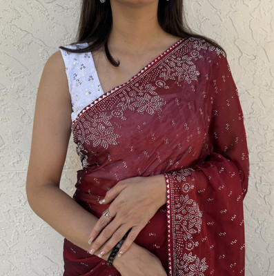 MM VENTURE Embroidered Bollywood Georgette Saree(Maroon)