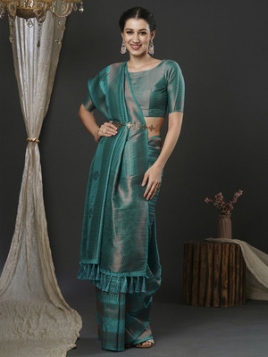 Divastri Woven Kanjivaram Silk Blend Saree(Dark Blue)