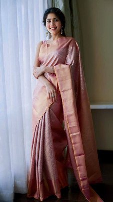 Divastri Woven Banarasi Tissue Saree(Pink)