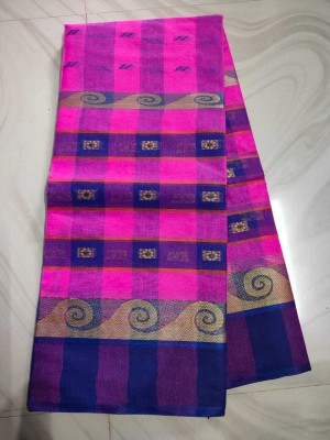 Ghosh handloom Printed Tant Pure Cotton Saree(Purple)