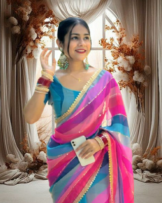 JAYAMENTERPRISE Color Block Bollywood Georgette Saree(Multicolor)