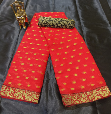 Aardiva Printed Bollywood Chiffon Saree(Red)