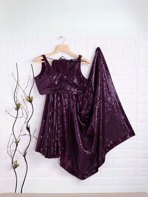 Clemira Embellished Bollywood Georgette Saree(Purple)