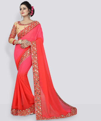 jashvicreation Embroidered Bollywood Georgette Saree(Red)