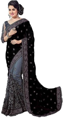 SLAVIA CREATION Embroidered Bollywood Silk Blend Saree(Black)