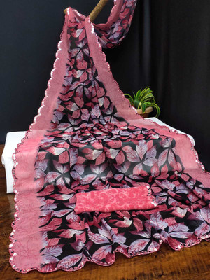 KESHAV Printed Daily Wear Georgette Saree(Pink)