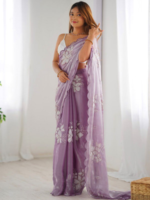 Divastri Embellished Bollywood Jimmy choo Saree(Purple)