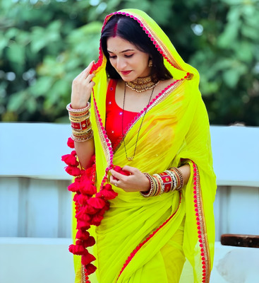 Labheshwari Embellished Daily Wear Georgette Saree(Yellow)
