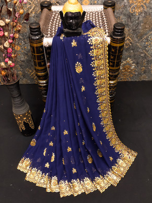 KHRITI FAB Georgette Embroidered Blouse Material