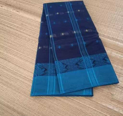 Sandhyatara Woven Tant Pure Cotton Saree(Dark Blue)