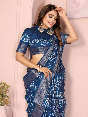 Tasrika Woven Bollywood Silk Blend Saree(Blue)