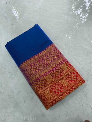 Ahamadcreation Woven Sambalpuri Handloom Satin Saree(Blue)