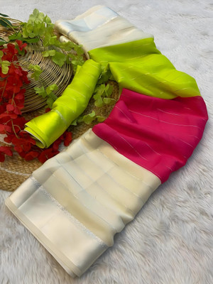 HIJA TRENDZ Self Design, Woven Bollywood Chiffon Saree(Multicolor)