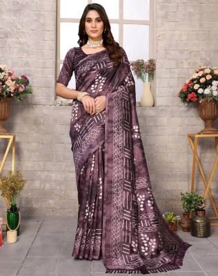 YASHIKA Printed Mysore Art Silk Saree(Purple)