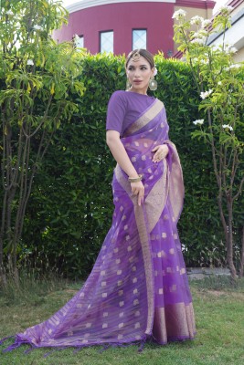 KOTHARI BS Embellished Bandhani Organza Saree(Purple)