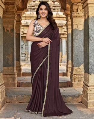 Satrani Self Design Bollywood Georgette Saree(Brown)