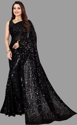 HouseOfCommon Embellished Bollywood Georgette Saree(Black)