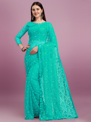 Croza Self Design Bollywood Net Saree(Multicolor)