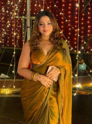 hesika Embellished Bollywood Tissue, Pure Silk Saree(Gold)