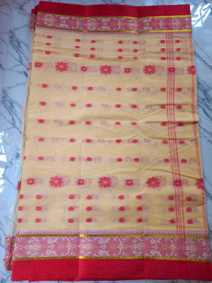Tm taant saree Self Design Tant Pure Cotton Saree(Yellow)