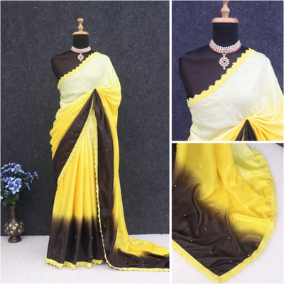PRIYESHA TEXTILES Color Block Bollywood Cotton Silk Saree(Brown)