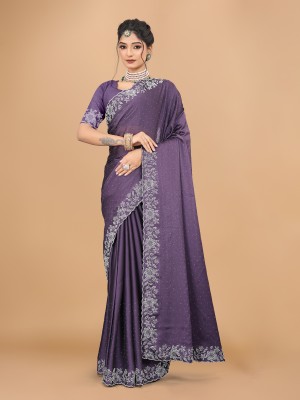 Daksh Fashion Self Design Bollywood Chiffon Saree(Purple)