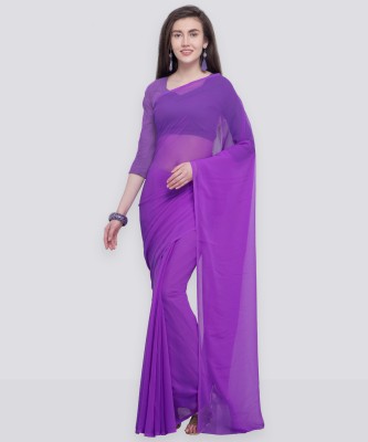 Anand Sarees Solid/Plain Bollywood Georgette Saree(Purple)