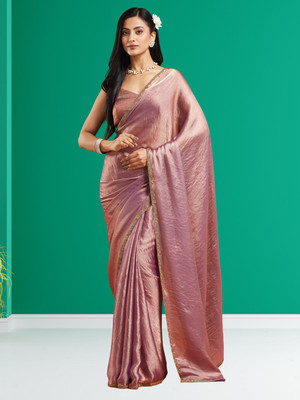 Croza Self Design Bollywood Tussar Silk Saree(Purple)