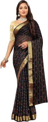 Aardiva Woven Bollywood Chiffon Saree(Black)