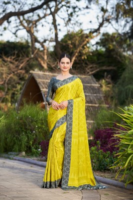 KANDORA Printed Bollywood Crepe Saree(Yellow)