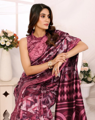 YASHIKA Printed Bollywood Art Silk Saree(Purple)