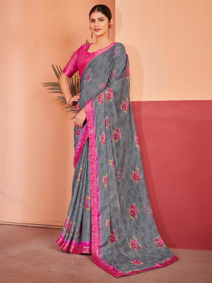 ANOUK Printed Bollywood Chiffon Saree(Grey)