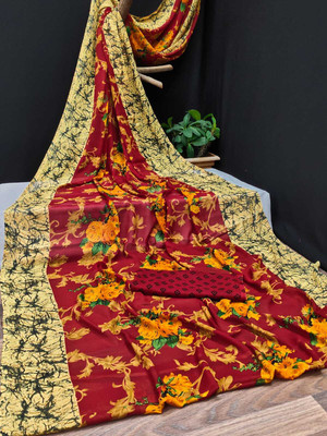 Kanooda Prints Printed Bollywood Georgette Saree(Red)