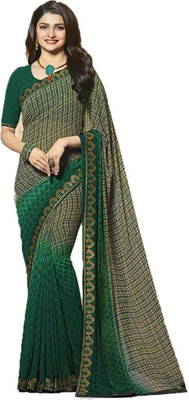 RAJESHWAR FASHION Printed Bollywood Georgette Saree(Dark Green)