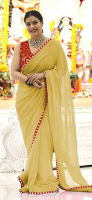 Sareez House Solid/Plain Bollywood Georgette Saree(Yellow)